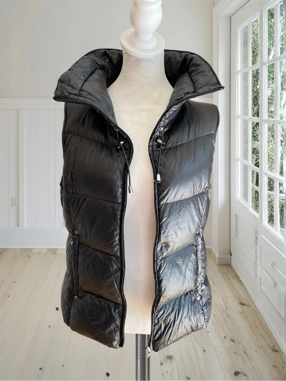 LAUREN RALPH LAUREN Women's M Black Down Vest Packable Puffer Jacket Drawstring